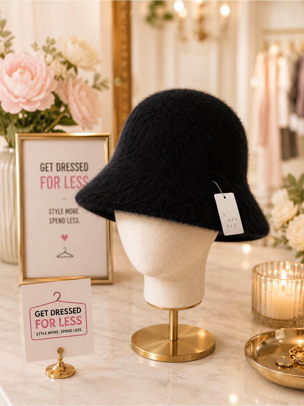 A New Day Black Fuzzy Hat Women’s Cozy Soft Winter Accessory Chic